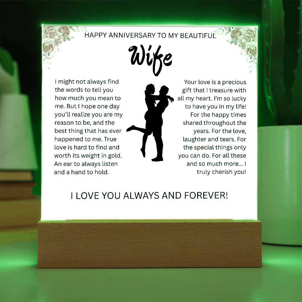 HAPPY ANNIVERSARY TO MY BEAUTIFUL WIFE..ACRYLIC PLAQUE