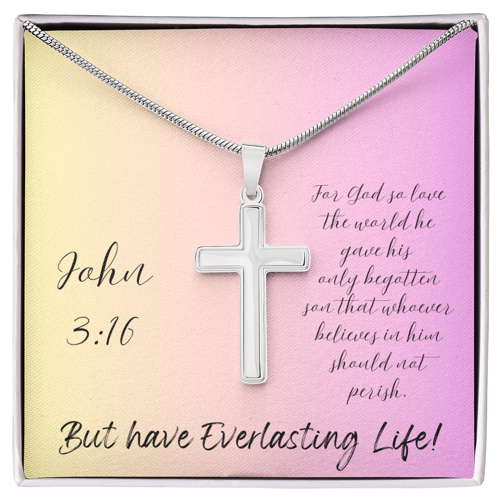 NECKLACE  WITH CROSS  - John 3:16 with message card for WOMEN