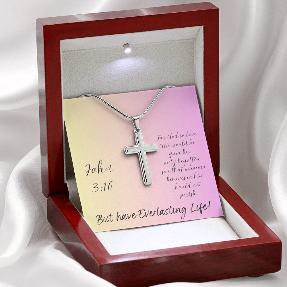 NECKLACE  WITH CROSS  - John 3:16 with message card for WOMEN