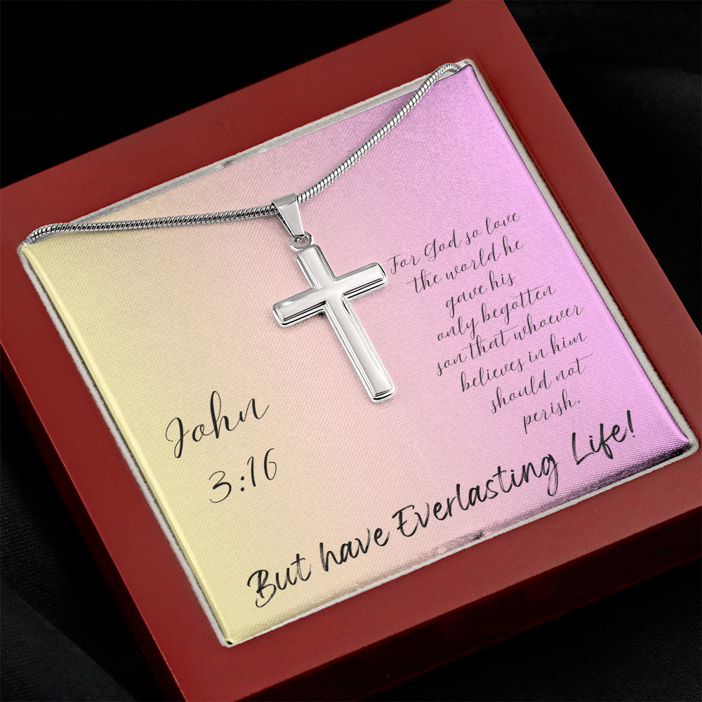 NECKLACE  WITH CROSS  - John 3:16 with message card for WOMEN