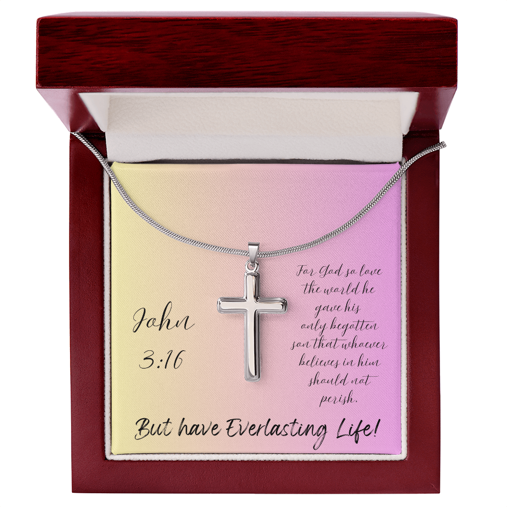 NECKLACE  WITH CROSS  - John 3:16 with message card for WOMEN